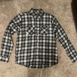 DIXXON FLANNEL MANHATTAN Black and White Plaid Button Down Shirt